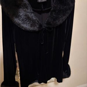 Black Velvet Jacket with Faux Fur Collar